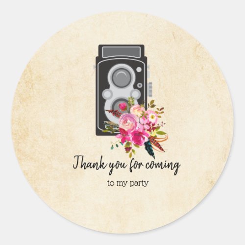 Vintage camera classic round sticker