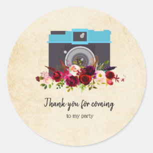 Vintage camera classic round sticker