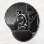 Vintage Camera Gel Mouse Pad<br><div class="desc">A black and white photograph of a vintage style camera with film.</div>