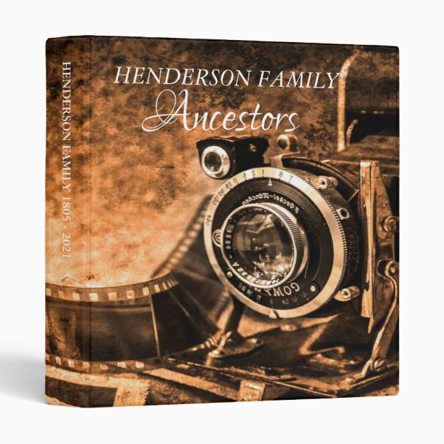 Vintage Camera Genealogy Album 3 Ring Binder (Front/Spine)