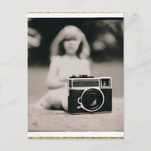 Vintage Camera  Girl Postcard