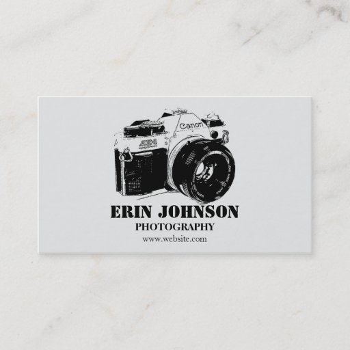 Customizable Vintage Camera, Grey Design Business Card Template