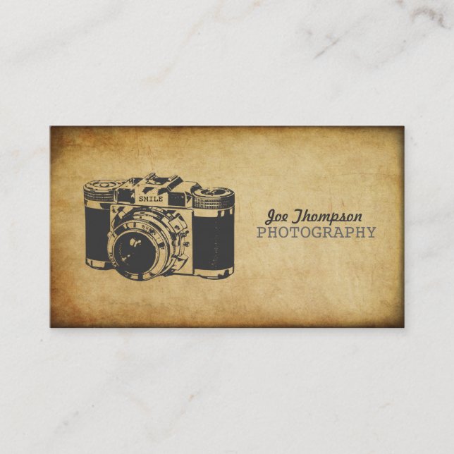 Vintage Camera Grunge Photography Business Cards (Front)