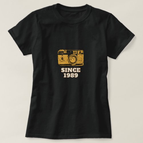 Vintage Camera illustration  text Since 1989 T_Shirt