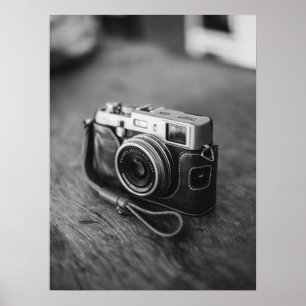 Vintage Camera in Black and White Poster