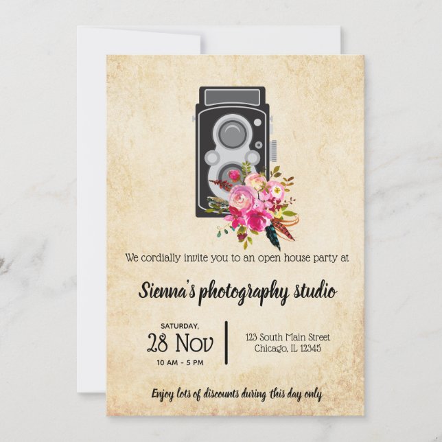 Vintage Camera Invitation (Front)