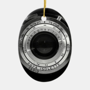 Vintage camera lens ceramic ornament