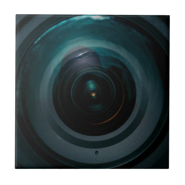 Vintage camera lens ceramic tile (Front)