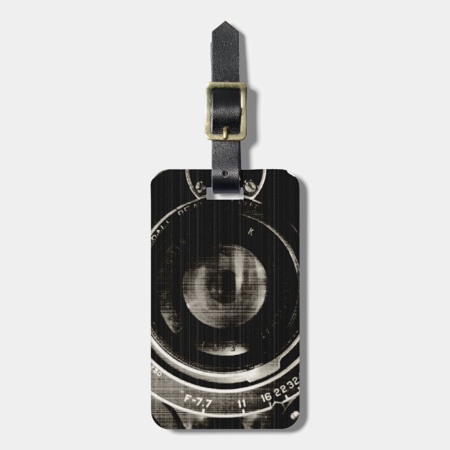 Vintage Camera Lens Luggage Tag (Front Vertical)