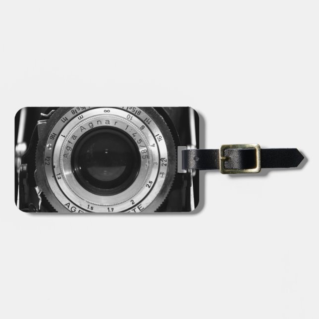 Vintage camera lens luggage tag (Front Horizontal)