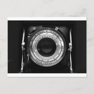 Vintage camera lens postcard