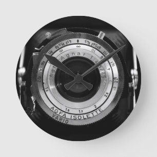 Vintage camera lens round clock
