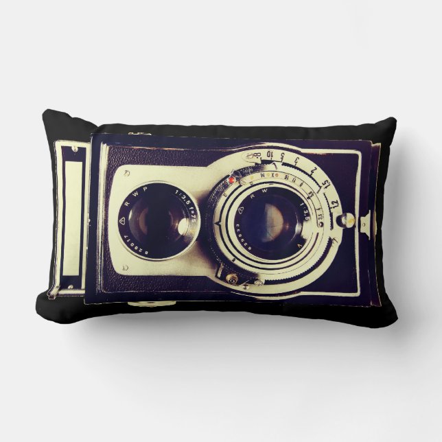 Vintage Camera Lumbar Pillow (Front)