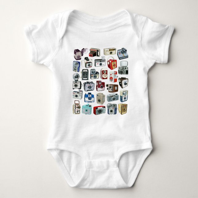 Vintage Camera Montage Baby Bodysuit (Front)