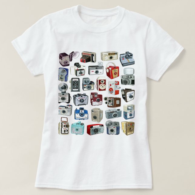 Vintage Camera Montage T-Shirt (Design Front)