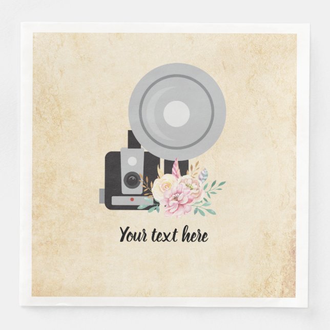 Vintage camera paper dinner napkins (Front)