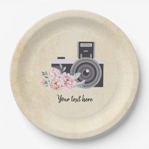 Vintage camera paper plates