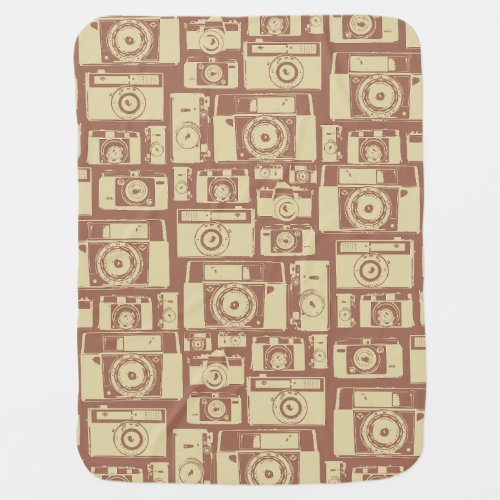 Vintage Camera Pattern in Brown Colors Baby Blanket