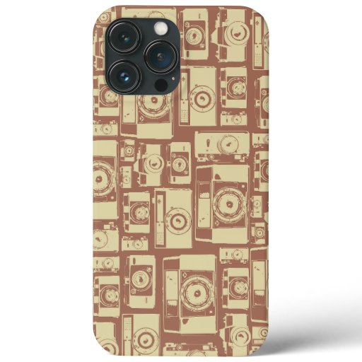 Vintage Camera Pattern in Brown Colors iPhone 13 Pro Max Case