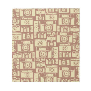 Vintage Camera Pattern in Brown Colors Notepad
