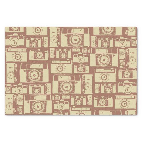 Vintage Camera Pattern in Brown Colors Tissue Paper