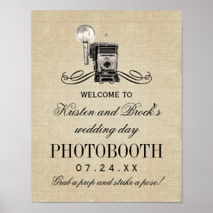 Vintage Camera Photo Booth Linen Wedding Poster