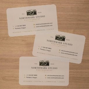 Vintage Camera Photographer Branding Template Clear Business Cards