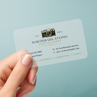 Vintage Camera | Photographer Branding Template Clear Business Cards