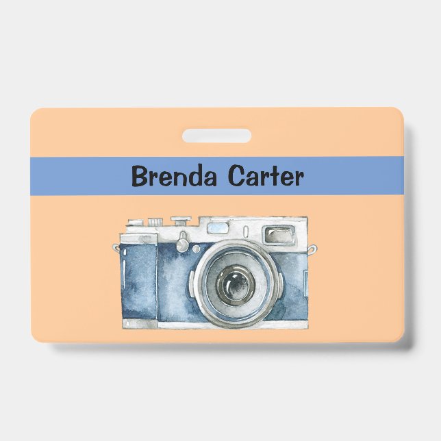 Vintage Camera Photographer with Name Badge (Front)