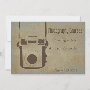 Vintage Camera Photography Courses Invitation Card