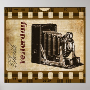 Vintage Film Camera Poster Art Print, Home Decor