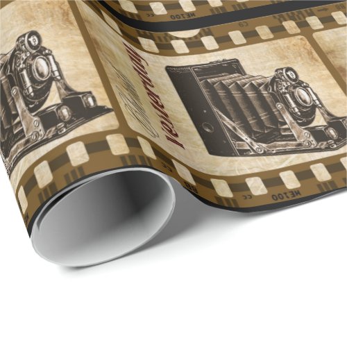 Vintage camera photography film wrapping paper
