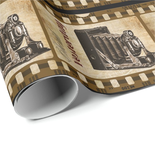 Vintage camera photography film wrapping paper (Roll Corner)