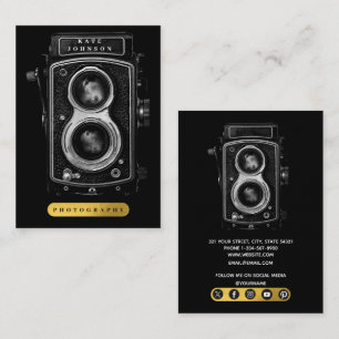 Vintage Camera Photography Social Media Icons Business Card