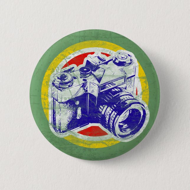 Vintage Camera Pinback Button (Front)