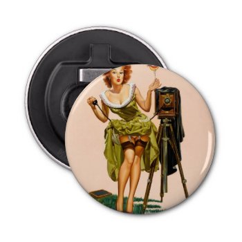 Vintage Camera Pinup Girl Bottle Opener by PinUpGallery at Zazzle