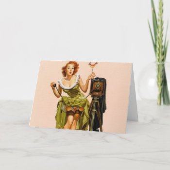 Vintage Camera Pinup Girl Card by PinUpGallery at Zazzle