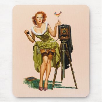 Vintage Camera Pinup Girl Mouse Pad by PinUpGallery at Zazzle