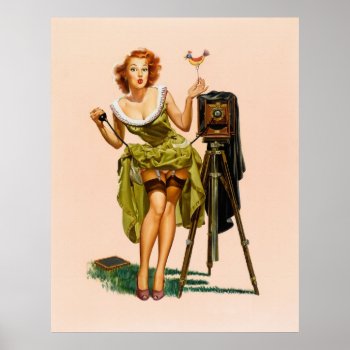 Vintage Camera Pinup Girl Poster by PinUpGallery at Zazzle