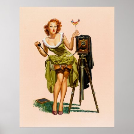 Vintage Camera Pinup Girl Poster