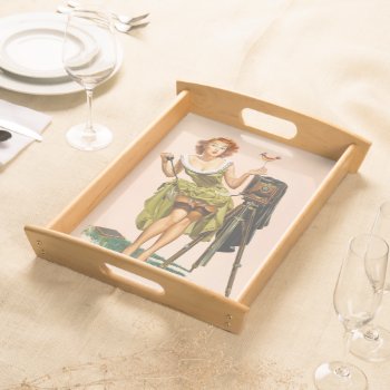 Vintage Camera Pinup Girl Serving Tray by PinUpGallery at Zazzle