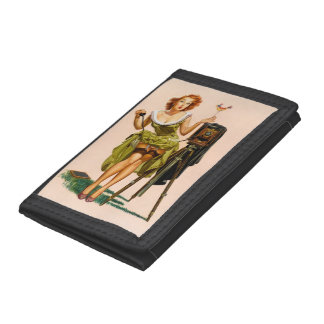 Vintage Camera Pinup girl Tri-fold Wallet