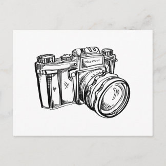 Vintage Camera Postcard - Black and White