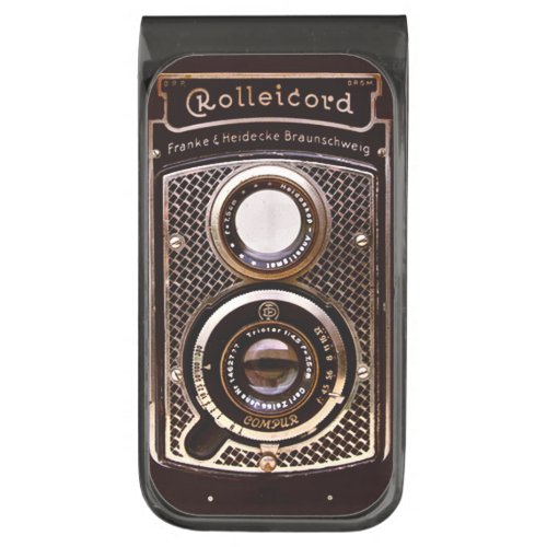 Vintage camera rolleicord art deco gunmetal finish money clip