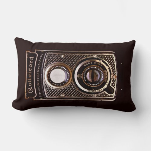 Vintage camera rolleicord art deco lumbar pillow