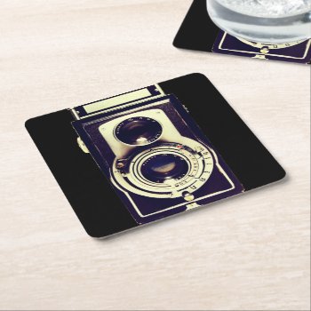 Vintage Camera Square Paper Coaster by jahwil at Zazzle