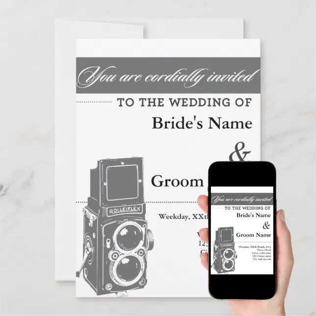 Vintage Camera Wedding Invitation Zazzle