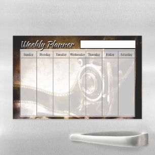 Vintage camera weekly planner  magnetic dry erase sheet