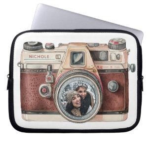 Vintage Camera with Photo Laptop Sleeve
