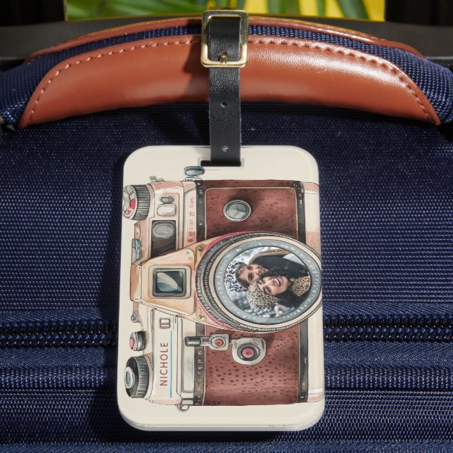 Vintage Camera with Photo Luggage Tag (Front Insitu 2)